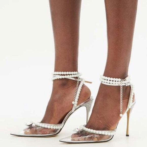 Mach & Mach Diamond Of Elizabeth PVC Embellished High-Heel Pumps size 38.5 - Picture 2 of 14